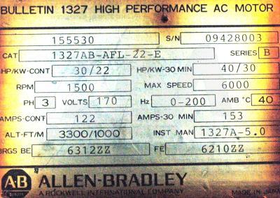 1327AB-AFL-22-E / 1327ABAFL22E, Motors-AC-Spindle - Allen-Bradley