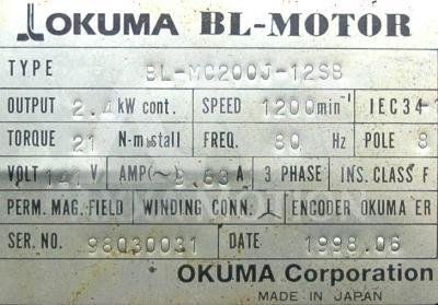 BL-MC200J-12SB / BLMC200J12SB, Motors-AC-Servo - Okuma