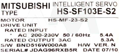 HS-SF103E-S2 / HSSF103ES2, Motors-AC-Servo - Mitsubishi