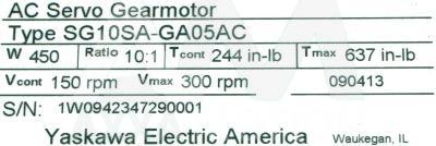 SG10SA-GA05AC / SG10SAGA05AC, Motors-AC-Servo - Yaskawa