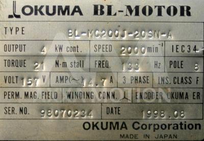 BL-MC200J-20SN-A / BLMC200J20SNA, Motors-AC-Servo - Okuma